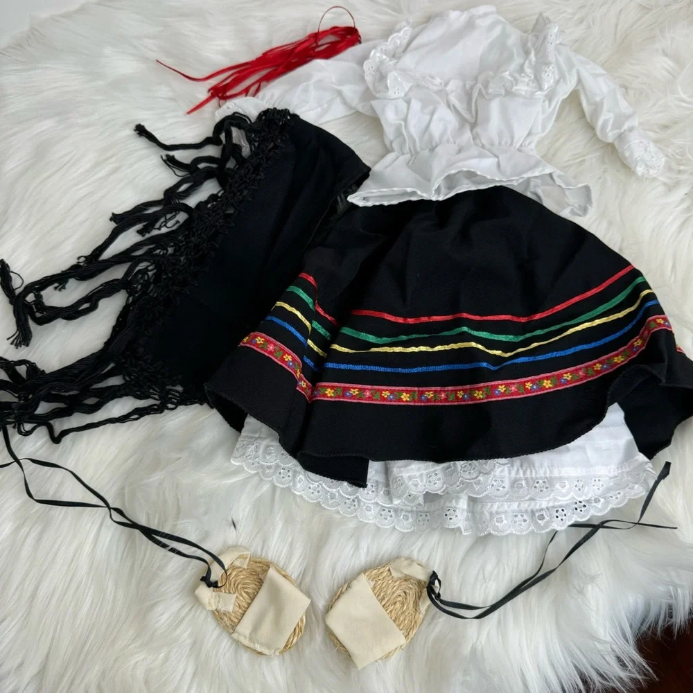 Handmade 18” Doll Traditional Mexican Outfit with Handmade Matching Girl Outfit